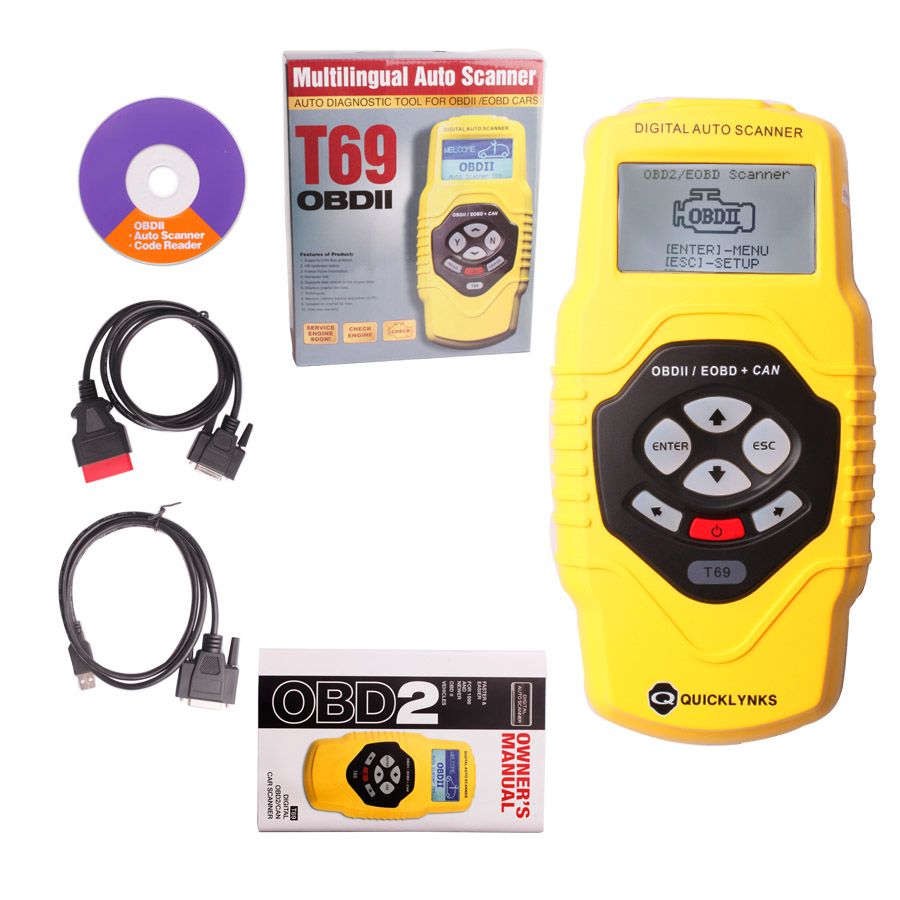 OBDII Auto Vehicle Scanner Diagnostic Tool T69(multilingual,updatable)