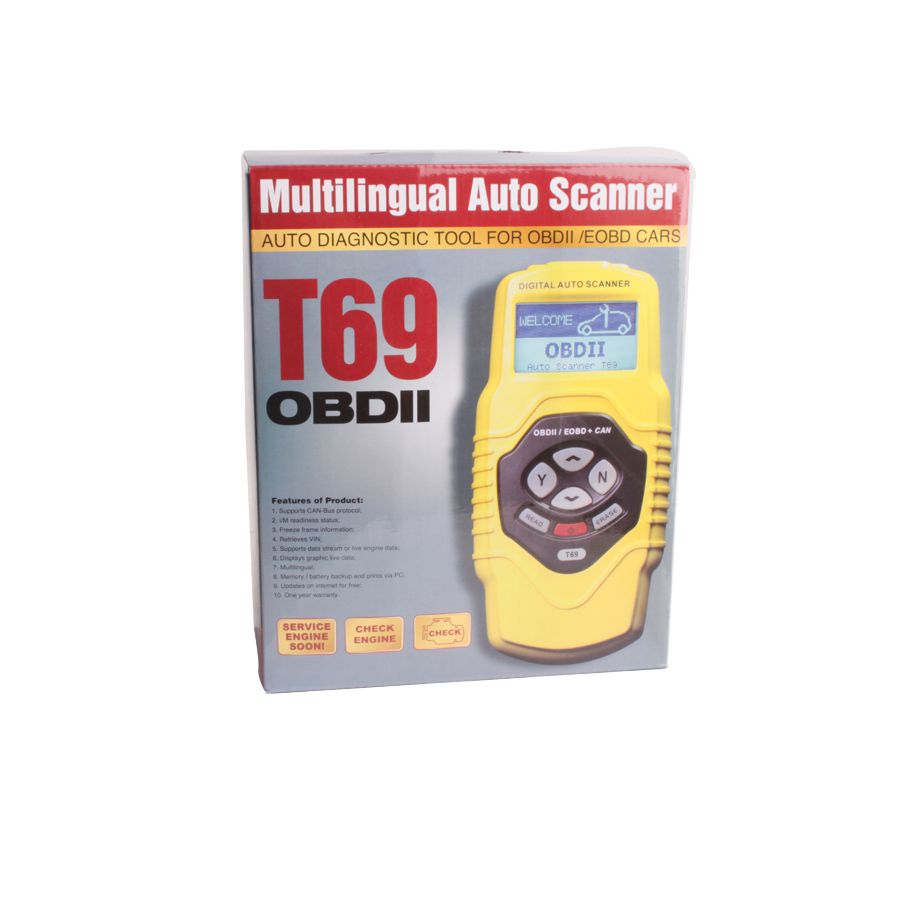 OBDII Auto Vehicle Scanner Diagnostic Tool T69(multilingual,updatable)