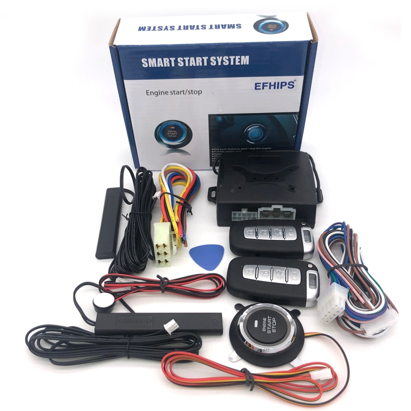 Universal auto start stop keyless entry system engine start alarm system push one-button start system remote car accessories