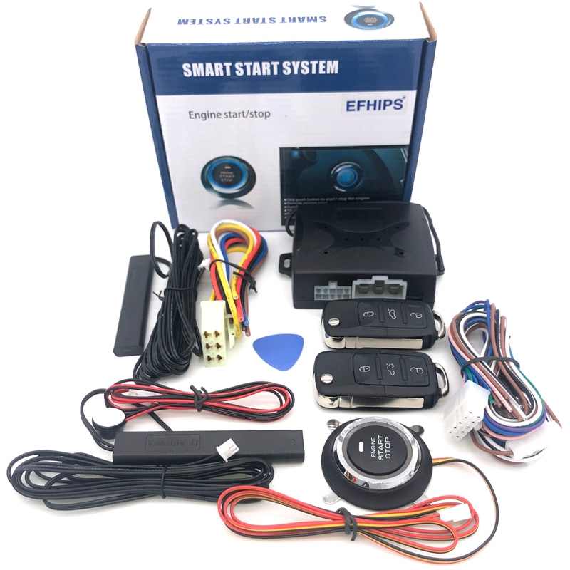 Universal auto start stop keyless entry system engine start alarm system push one-button start system remote car accessories