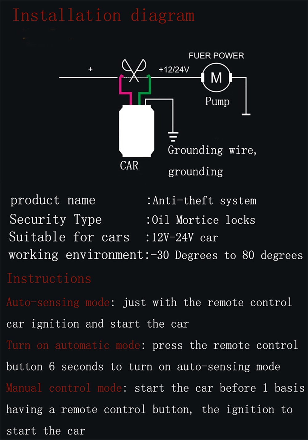 Hidden Car Engine Control Button Start/Stop Built In Lock Car Alarm System Auto Remote Keyless Entry EI38