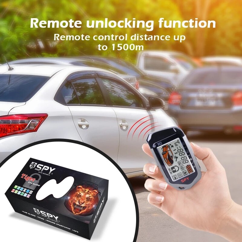 Button Start Stop Ignition System Remote Starter Keyless Engine Two-way Keychain For Car Alarm With Autostart Central Locking