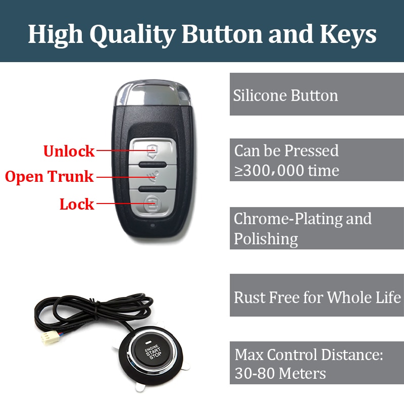 Car Alarm Remote Control PKE Car Keyless Entry Engine Start Alarm System Push Button Remote Starter Stop Auto