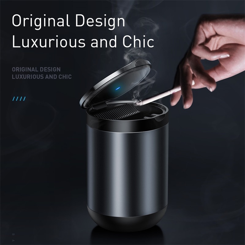 LED Light Car Ashtray High Flame Retardant Auto Ashtray Fireproof Material Easy Clean Fit Most Cup Holder Ashtray