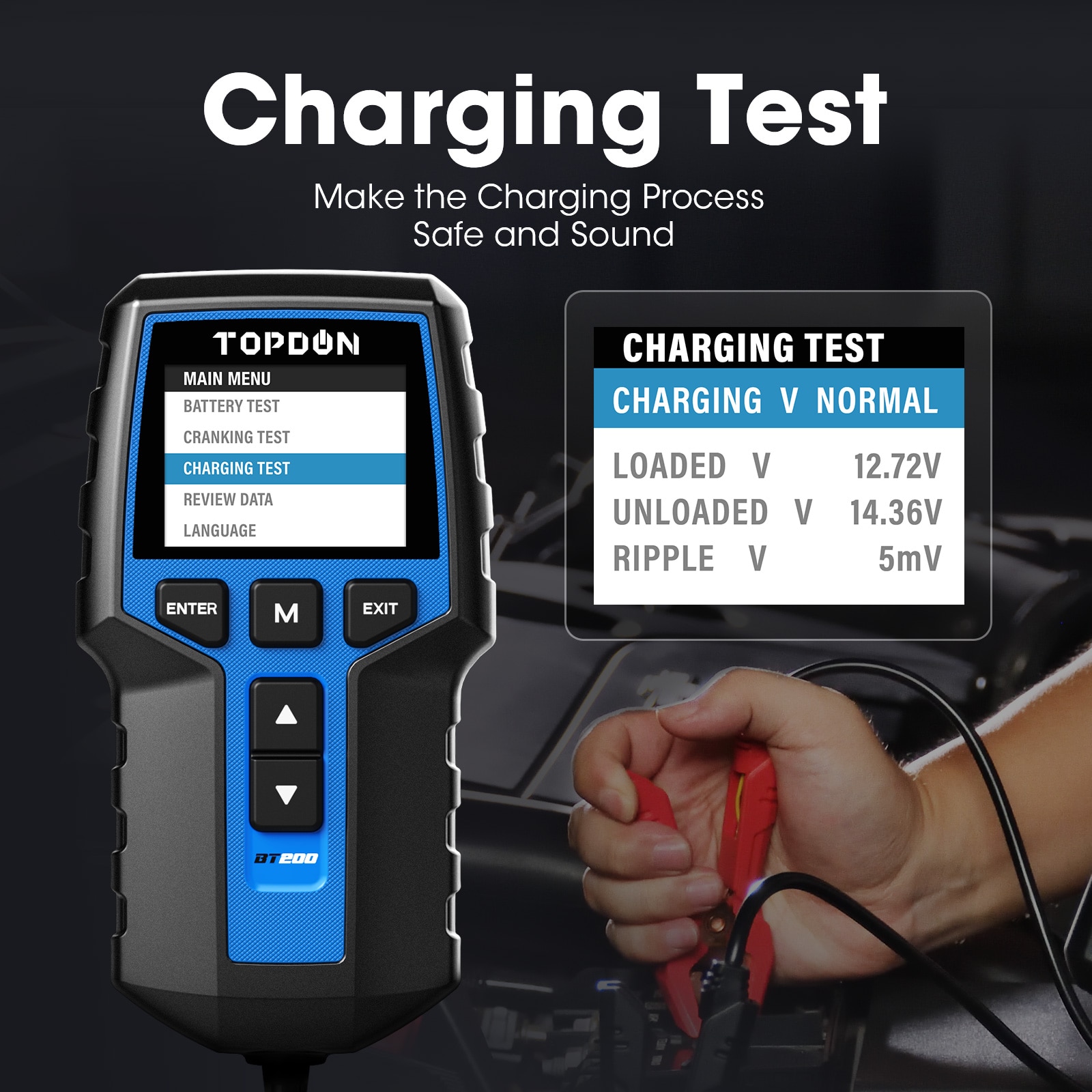 Topdon Car Battery Tester BT200 Digital Automotive Diagnostic Scanner 12V Cranking Charging Circut Tester Battery Analyzer Tools