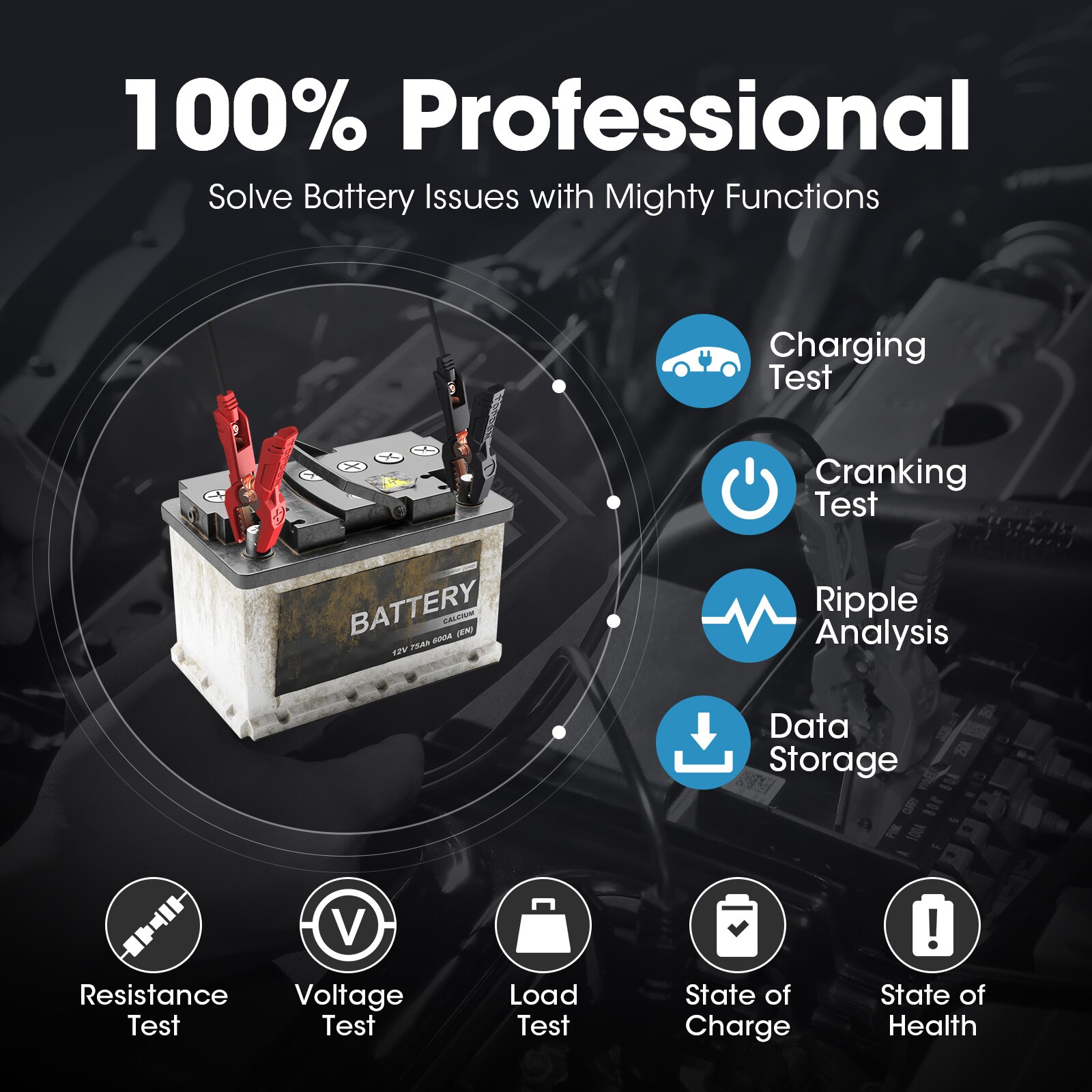 Topdon Car Battery Tester BT200 Digital Automotive Diagnostic Scanner 12V Cranking Charging Circut Tester Battery Analyzer Tools
