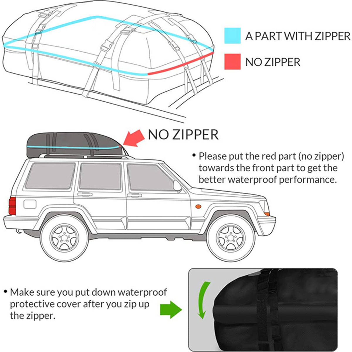 High Quality 109x86x43cm Waterproof Car Cargo Roof Bag Waterproof Rooftop Luggage Carrier Black Storage Travel Waterproof SUV Van