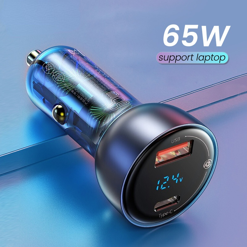 65W Car Charger Cigarette Lighter Support Laptop QC4.0 PD 3.0 Fast Charging For iPhone 12 11 Pro Max iPad Samsung MacBook