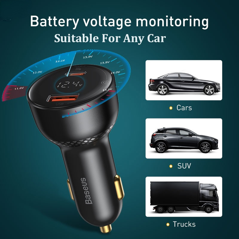 Car Charger Quick Charge 100W USB Type C Dual Port PD QC 3.0 Auto Fast Charging For iPhone Samsung Mobile Phone Charger