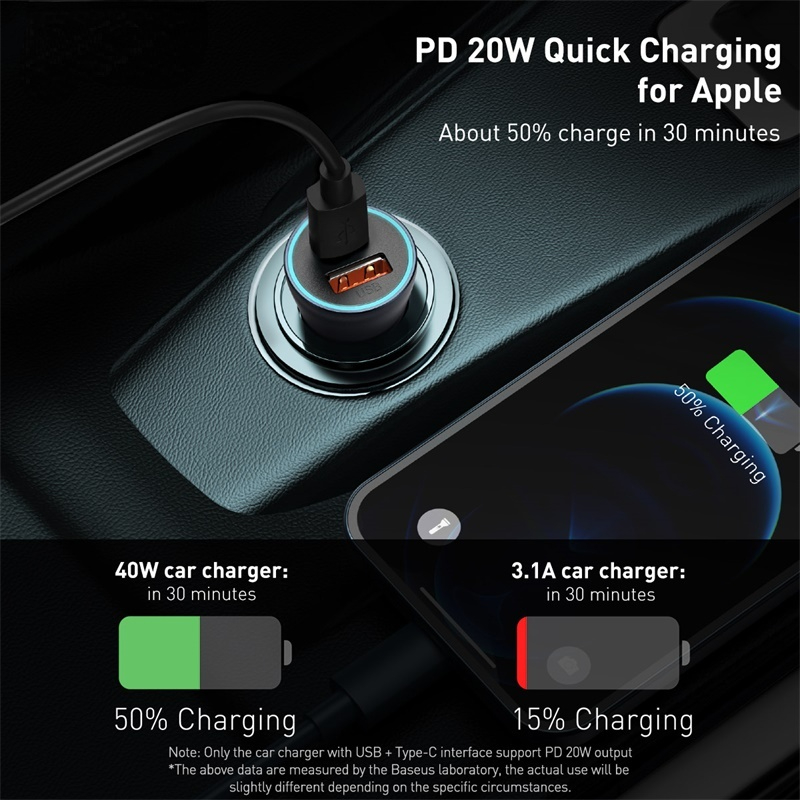 20W PD Car Charger USB Type C Fast Charging for iPhone 12 Pro Max Mini Soket in Car Charger for Cigarette Lighter Adapter