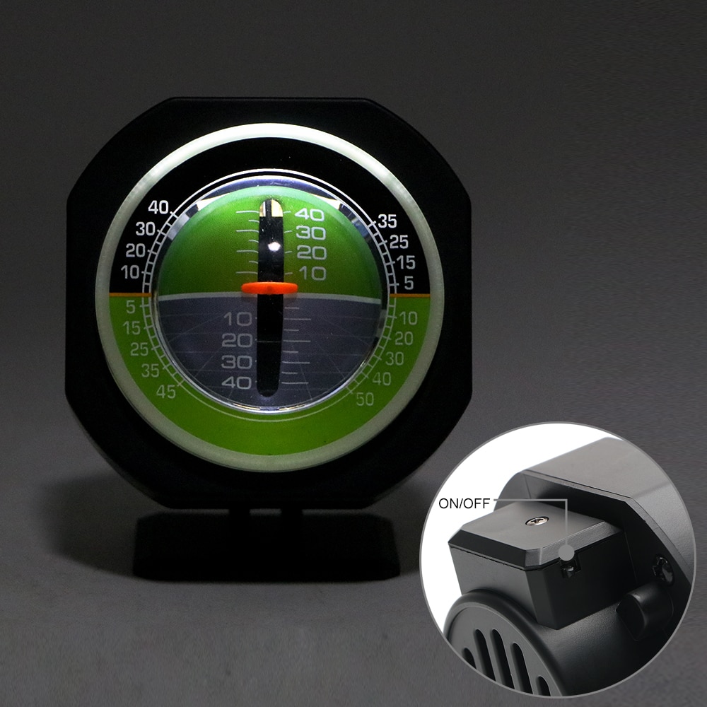 Car Compass Built-in LED Inclinometer Angle Car Vehicle Declinometer Gradient Auto Slope Meter Level High-precision