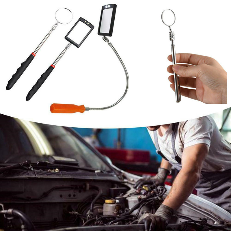 Inspection Mirror With Light Mirror Telescope Extension Car Angle Telescopic Car Cushion Grip Handle Lens LED Endoscope For Cars