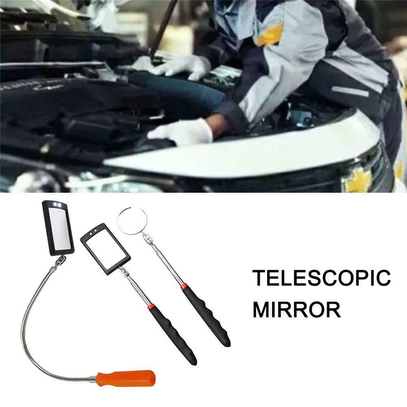 Inspection Mirror With Light Mirror Telescope Extension Car Angle Telescopic Car Cushion Grip Handle Lens LED Endoscope For Cars