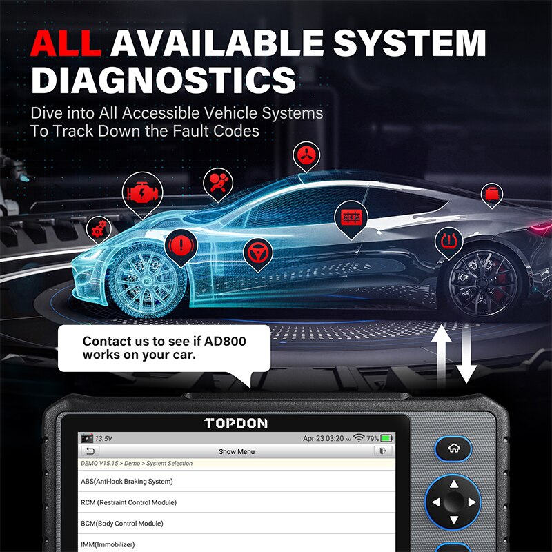 Topdon Car Diagnostic Tool Artidiag800 Car Scanner All System Car Diagnostic Tool Obd 2 Connector Cable Wireless Auto Scanner