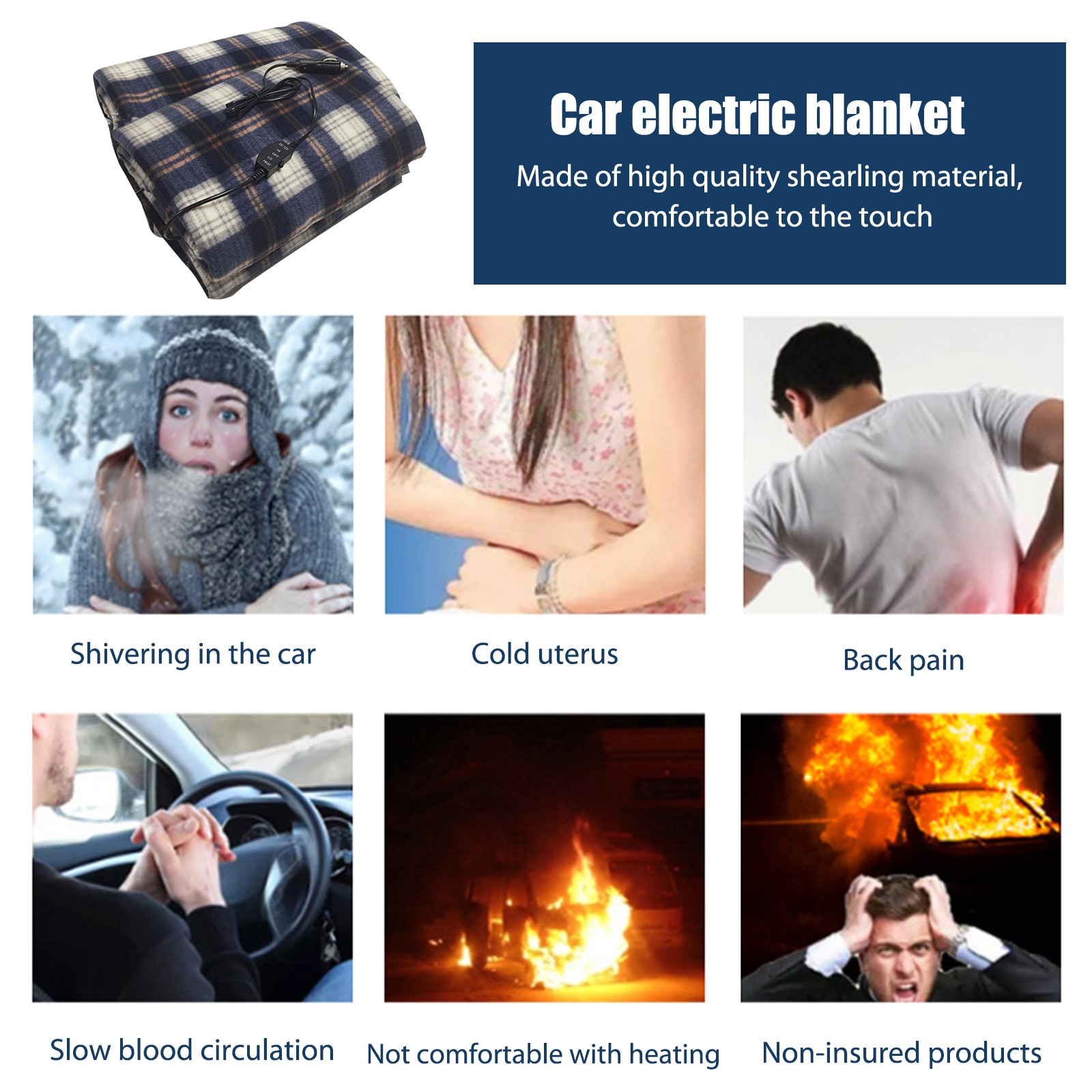 Car Electric Heated Blanket Mat for 12V Car Suv Rv Car Heated Blanket Energy Saving Electric Heating Blanket for Autumn Winter