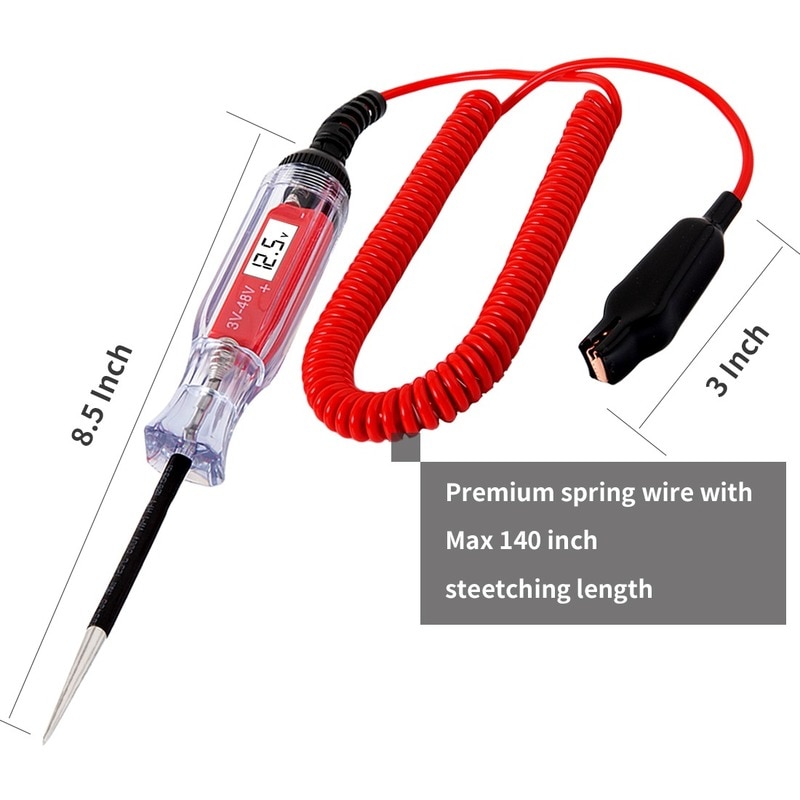 Car Electrical Circuit Tester Power Probe 0-48V Digital Voltage Tester 12V DC Diagnostic Tools LCD Motorcycle Truck Automotive