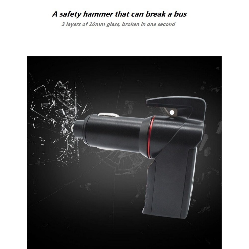 3 In 1 Car Emergency Escape Tool Window Braker Safety Hammer Seat Belt Cutter USB Chager Life-saving Hammer Self-rescue Device