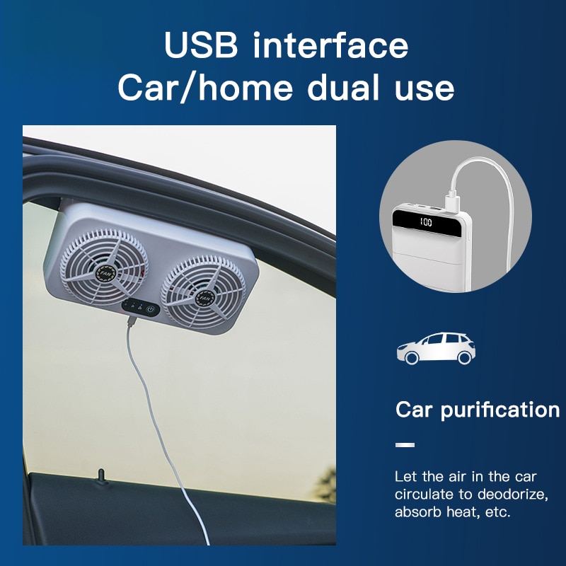 Car Exhaust Fan Auto Portable USB Electric Dual Fans Car Cooling Table Desk Home Ventilation Cooler 3 Speed Air Circulation Fan
