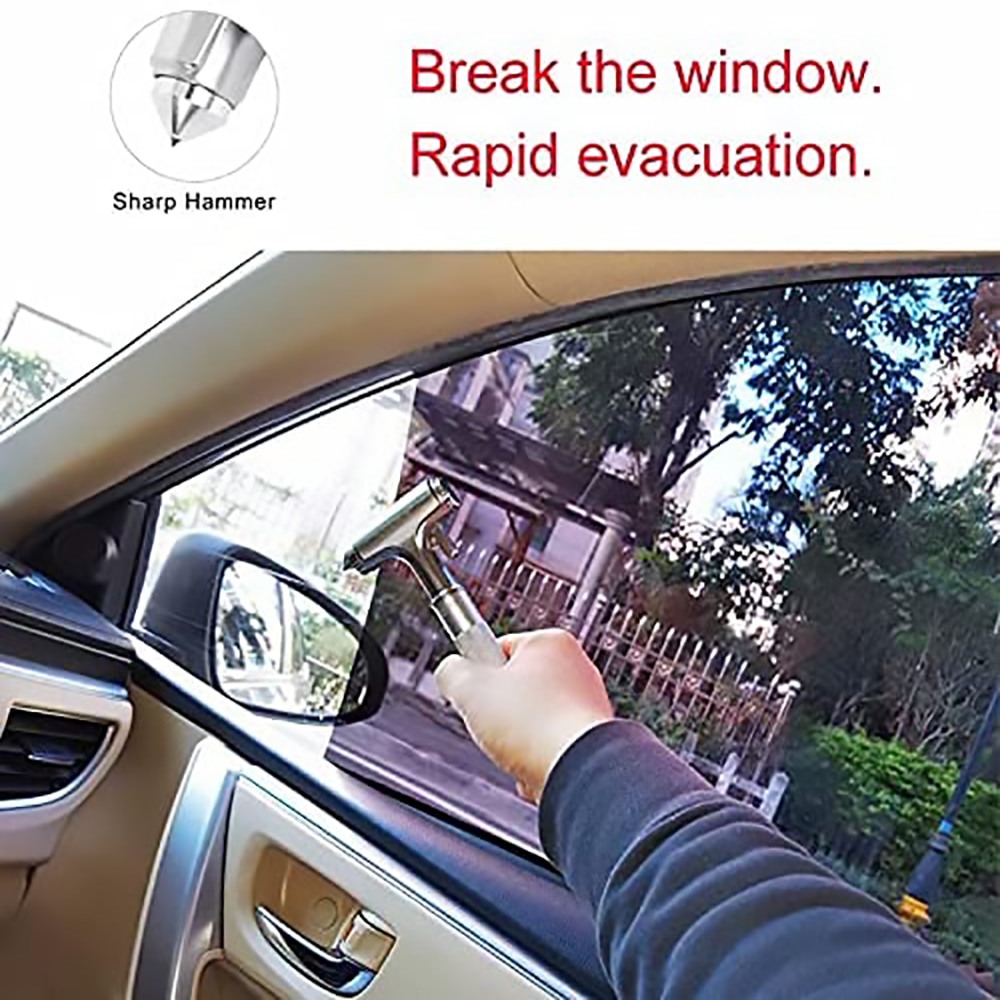 Premium Car Glass Breaker with Seat Belt Cutter Automotive Safety Hammer mergecy Escape Tool Vehicle Hard Aluminium Alloy Hammer