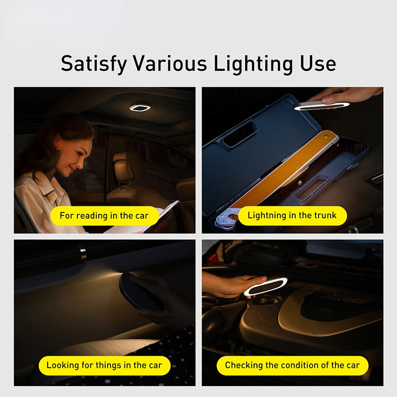 Car Interior Light Reading Lamp USB Rechargeable Magnetic LED Lamp Auto Roof Night Light Car Ceiling Lamp Car Accessories