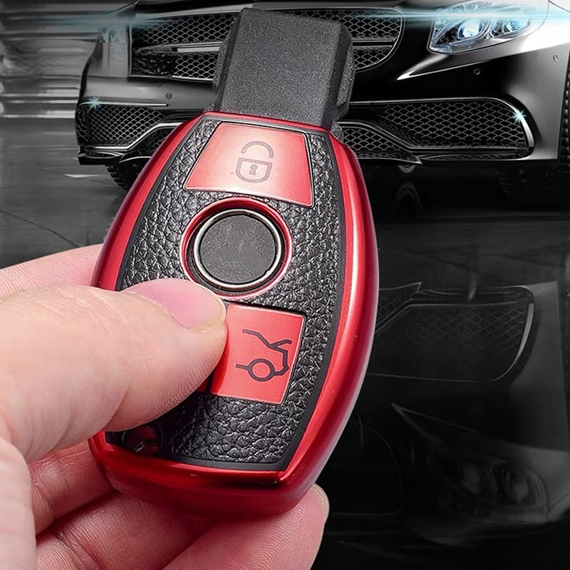 Car Key Case Cover Key Bag For Mercedes Benz A B C S Class AMG CLA GLC GLA W221 W204 W205 W176 Holder Shell Keychain Accessories