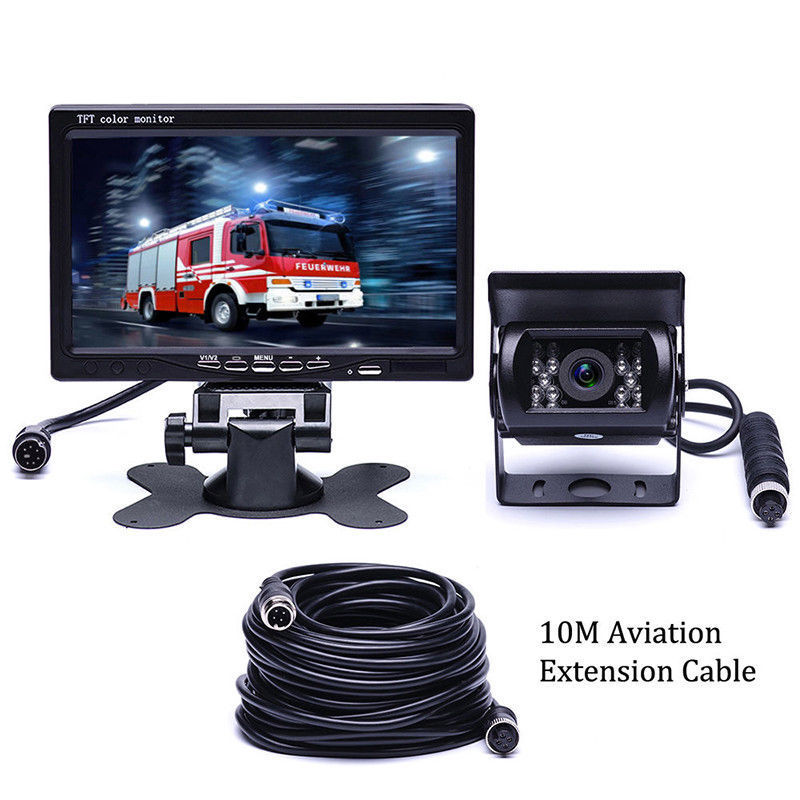 7 "LCD Car Monitor Reversing Camera 4 Pin 12V / 24V + Reversing Kit for Truck Bus Van Parking Backup Display Rearview Camera