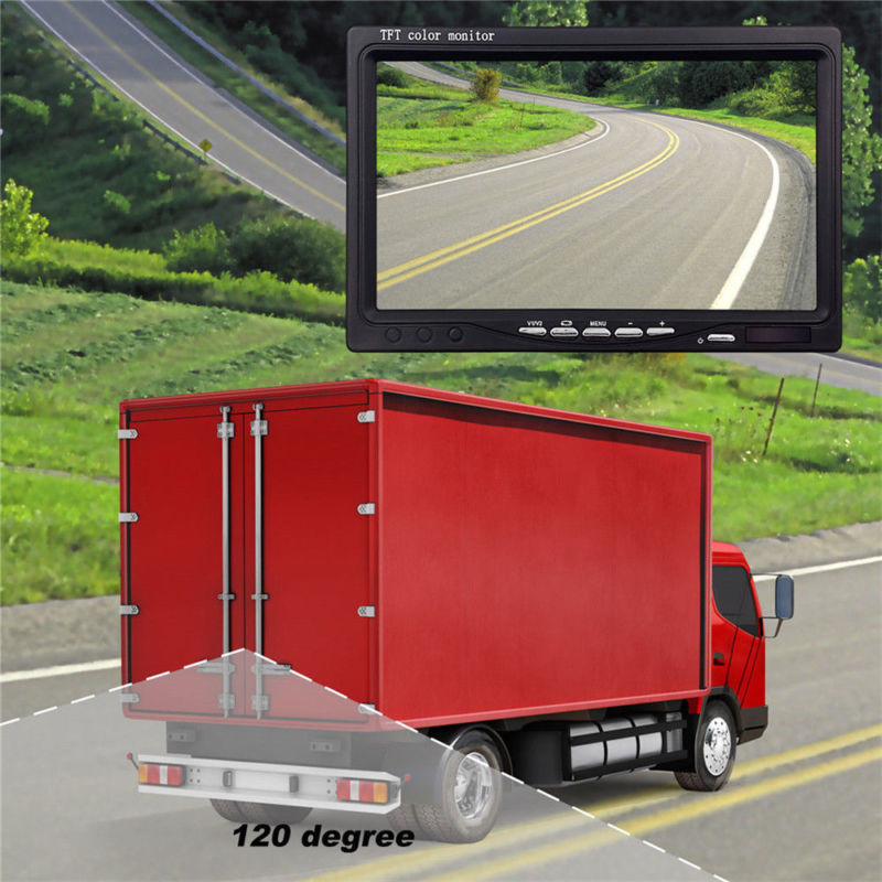 7 "LCD Car Monitor Reversing Camera 4 Pin 12V / 24V + Reversing Kit for Truck Bus Van Parking Backup Display Rearview Camera