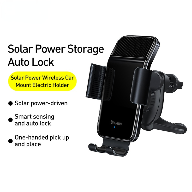 Car Phone Holder Smart Sensor Solar Power Wireless Car Electric Air Vent Holder for iPhone Samsung Xiaomi Phone Holder