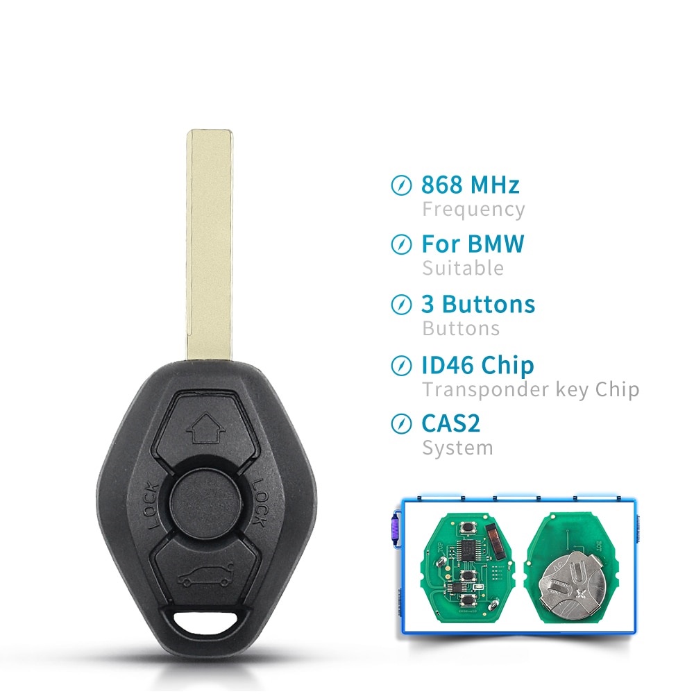 Car Remote Key For BMW 3 5 7 Series CAS2 System Fob 3 Buttons 315LP 315MHz 433MHZ 868MHZ With ID46 Chip HU58 HU92 Blade