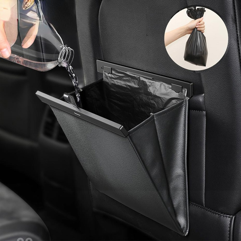 Car Seat Back Organizer Storage Bag Magnetic Auto Pocket Holder Car Accessories Car Trash Bin Garbage Can Dustbin Car Bag