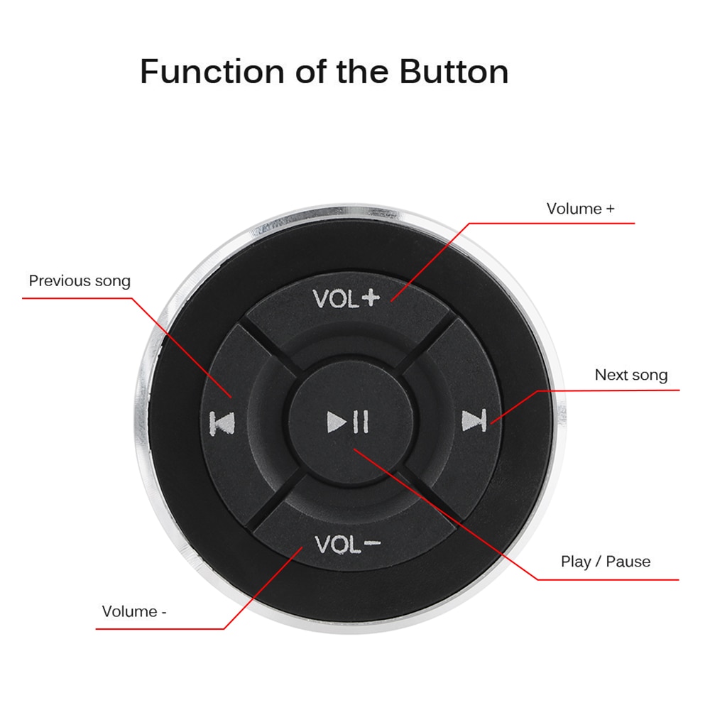 Car Steering Wheel Wireless Remote Controls For IOS Android Phone Tablet Motorcycle Bike Bluetooth Media Volume Button