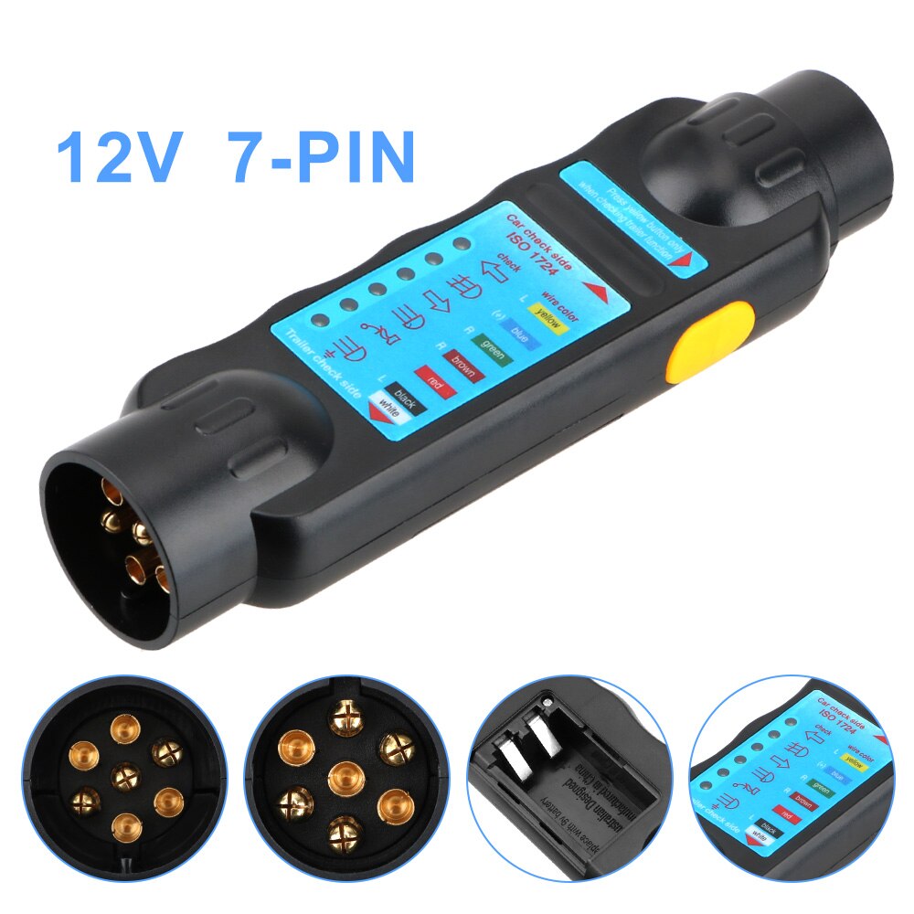 7 Pin 12V Car Towing Light Tester Towing Tow Bar Light Wiring Tester Trailer Circuit Connection Test Plug Socket Diagnostic Tool