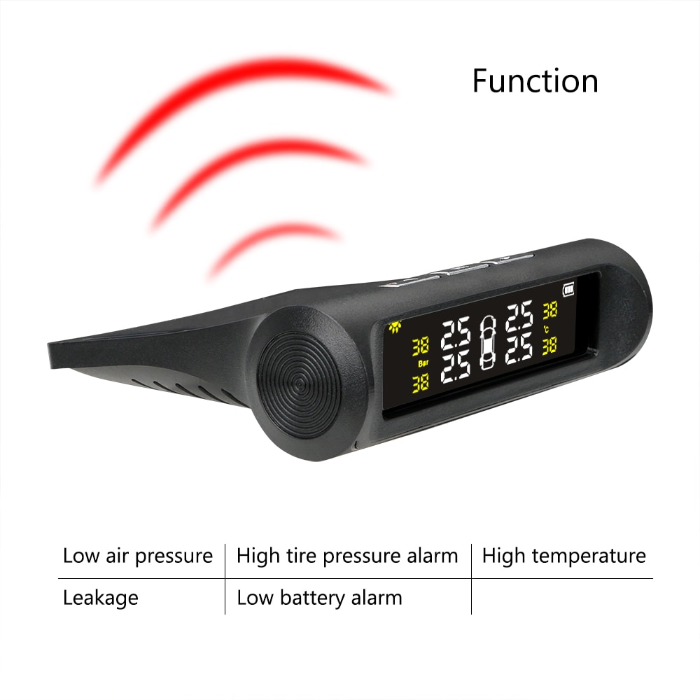 Car TPMS Tyre Pressure Monitoring System Solar Power Digital LCD Display Auto Security Alarm Systems Pressure External Sensor