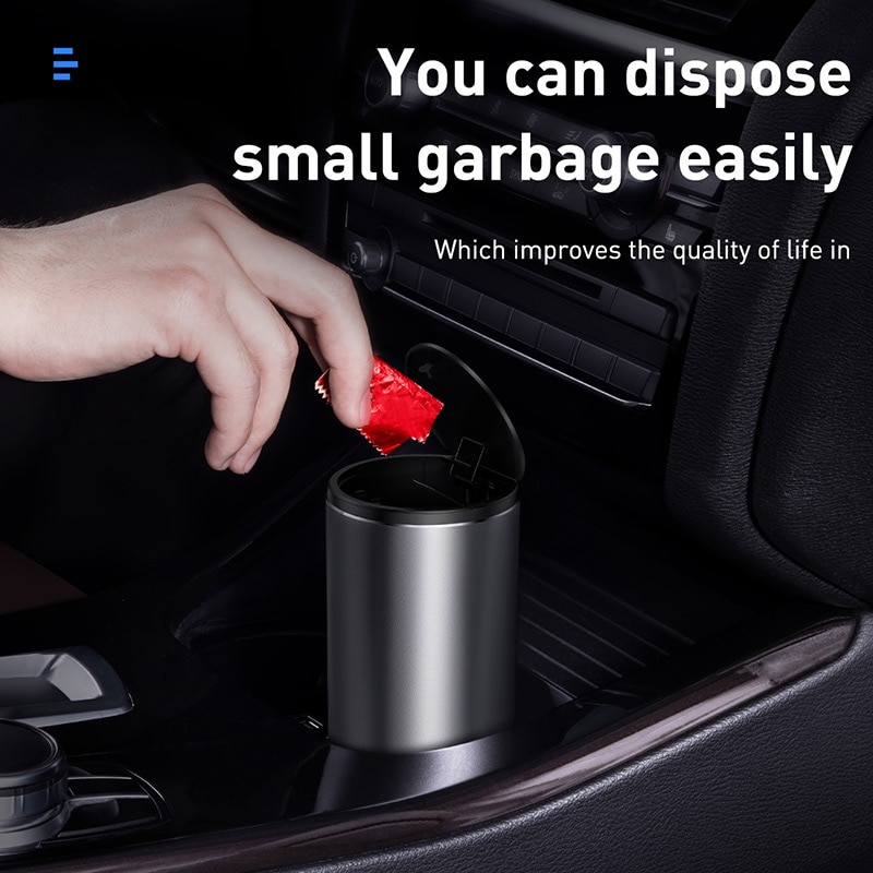 500mL Car Trash Bin Alloy Garbage Can For Car Dustbin Waste Rubbish Basket Bin Organizer Storage Holder Bag Auto Accessories