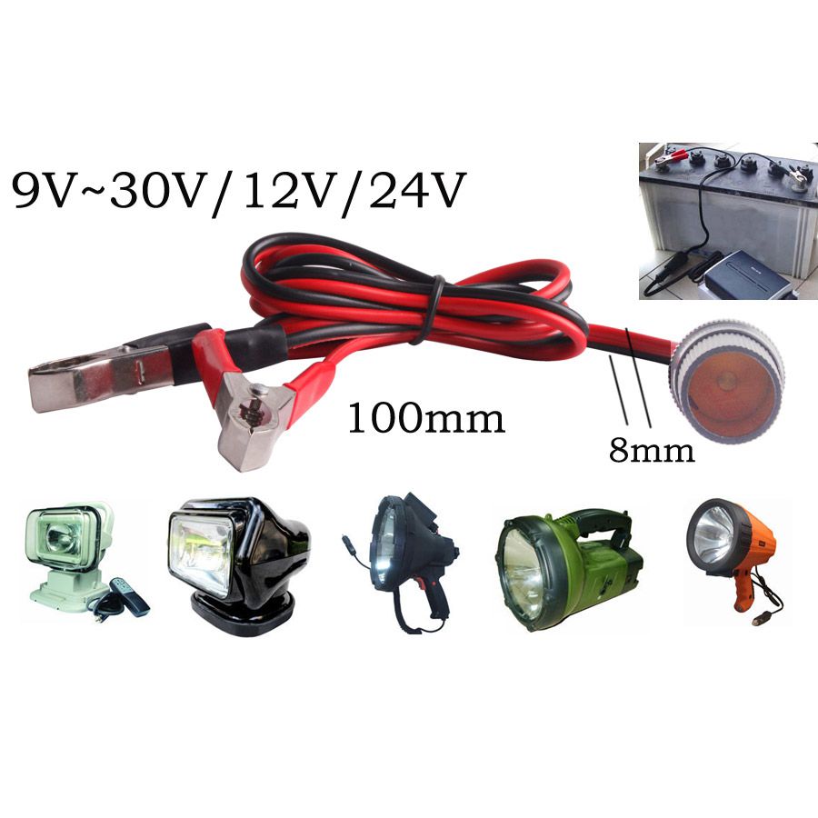 Car Truck 12V/24V Battery Terminal Clip-on Power Socket Cable Driving Light off road spotlights