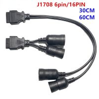 Car Truck Y Cable OBD OBD2 16pin Female To J1708 6pin/ J1939 9pin OBDII 60CM Y Cable diagnostic adapter cable
