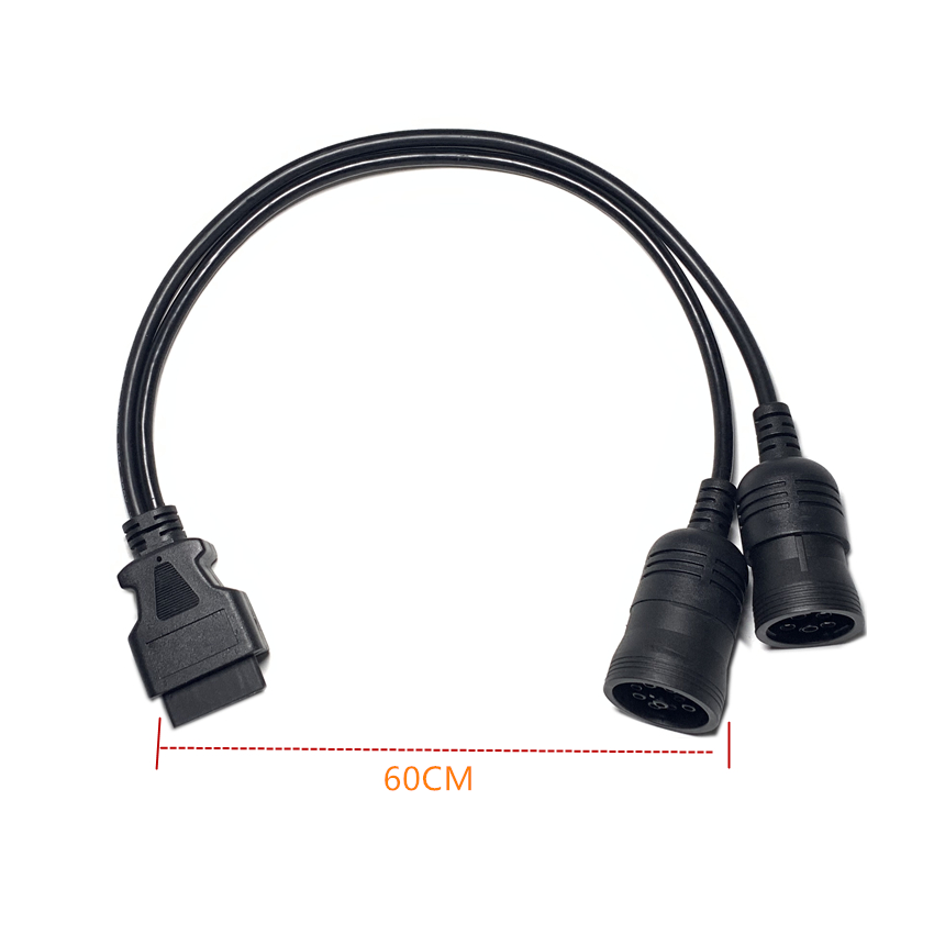 Car Truck Y Cable OBD OBD2 16pin Female To J1708 6pin/ J1939 9pin OBDII 60CM Y Cable diagnostic adapter cable