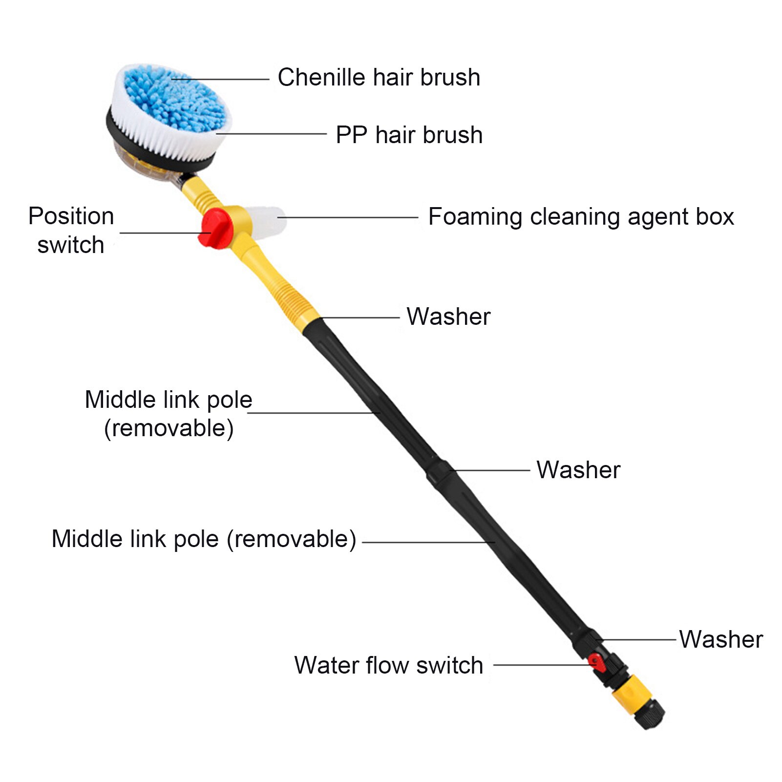 Car Wash Brush Cleaning Tools Mop Long Handle Automatic Foaming Car Chenille Microfiber Wash Mop Auto Accessories