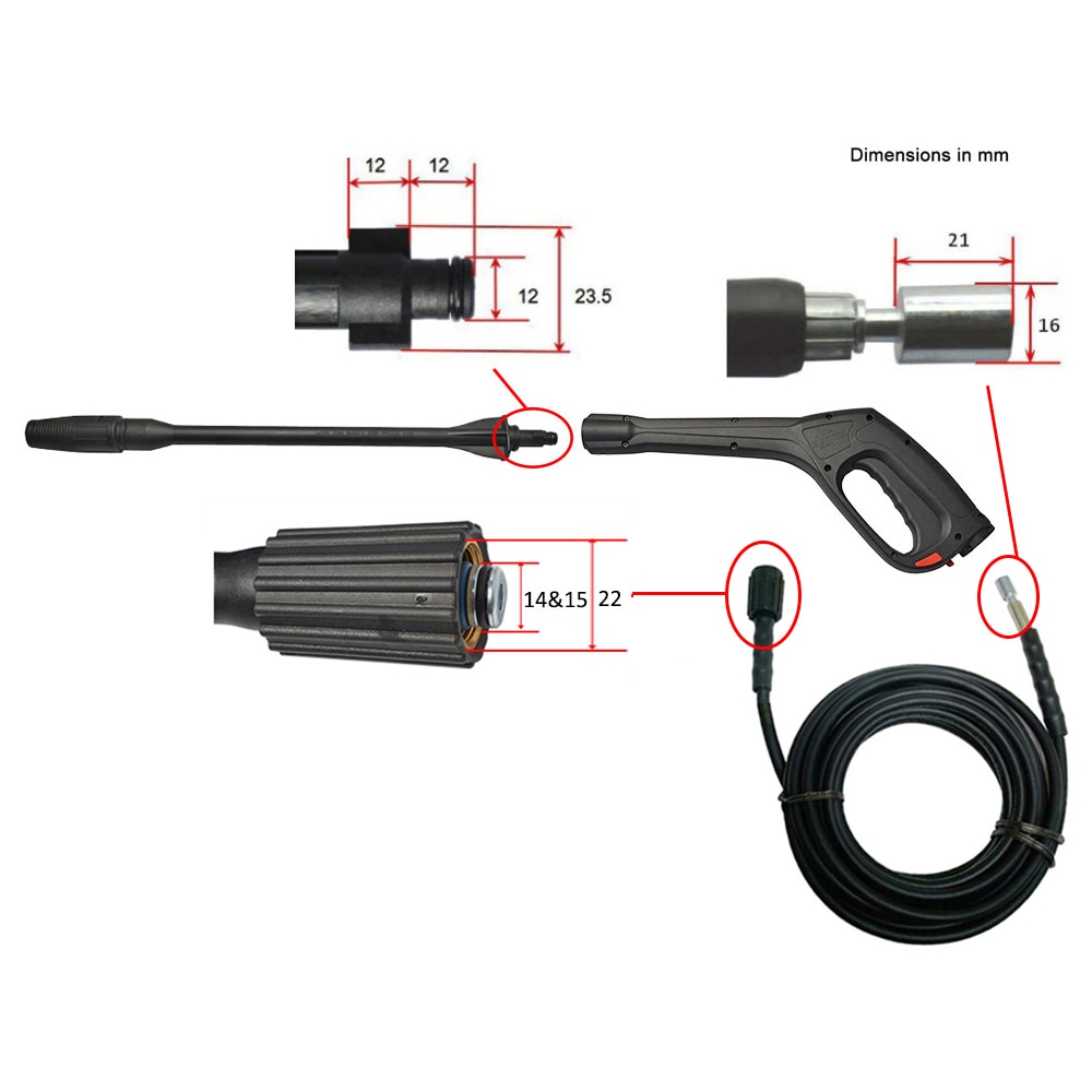 High Pressure Washer Hose 10m & Water Spray Gun Kit High Pressure Car Washer Spray Gun Hose Kit