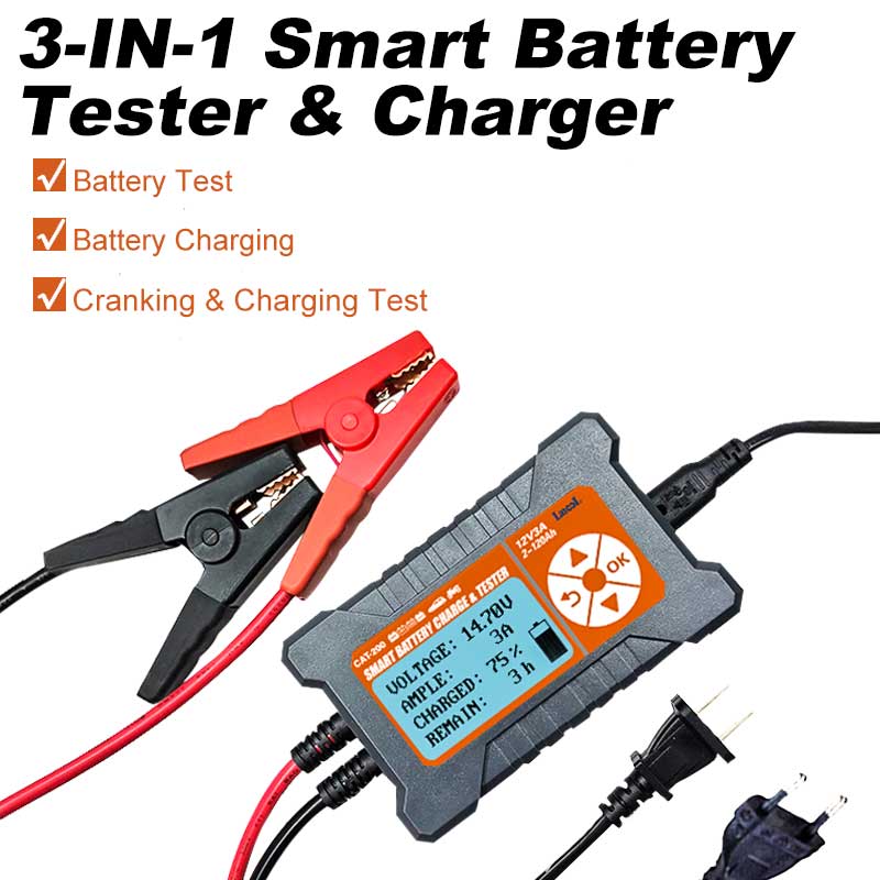 CAT200 12V 3A 3 In 1 Car Battery Tester Battery Charger Fully Automatic Power off Professional Battery Detector