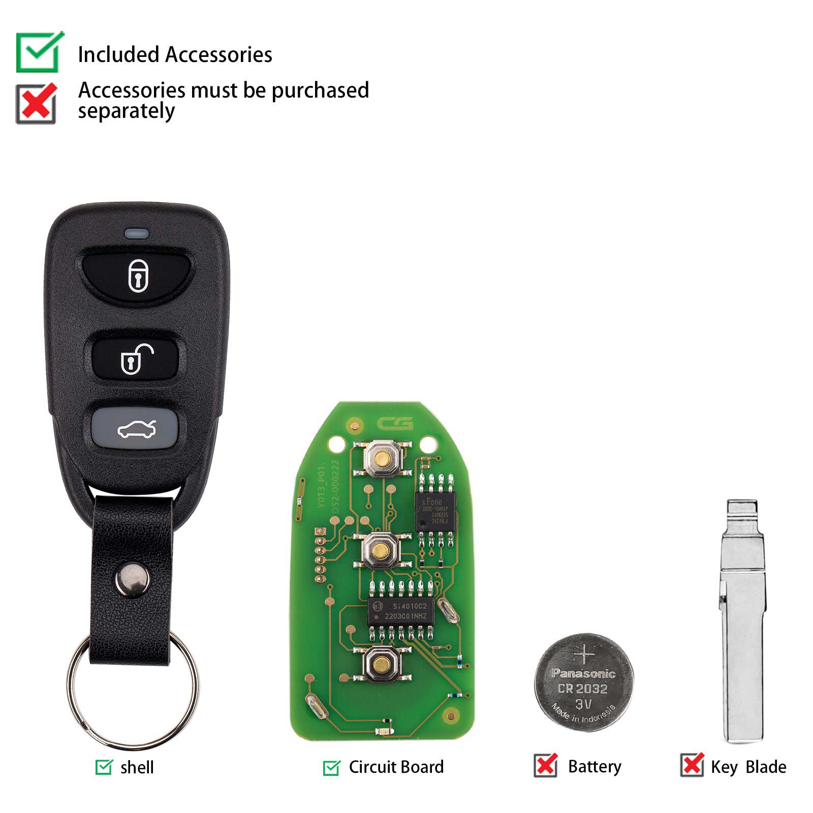 CG A09-3+1 HYU.D Style(Separate-3+1BTN)) 4 Buttons Wire Remote Used with CGDI K2 Key Programmer 5pcs/lot