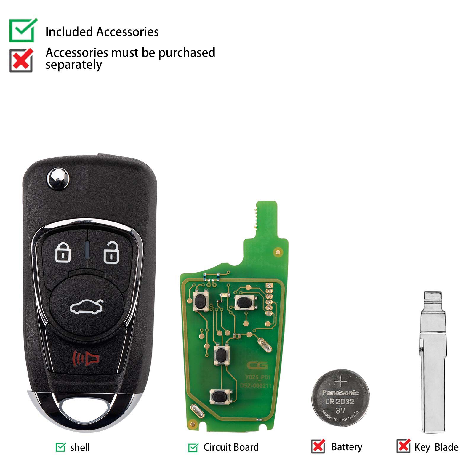 CG A22-3+1 BUI.C New Style (Flip-4BTN) 4 Buttons Wire Remote Used with CGDI K2 Key Programmer 5pcs/lot
