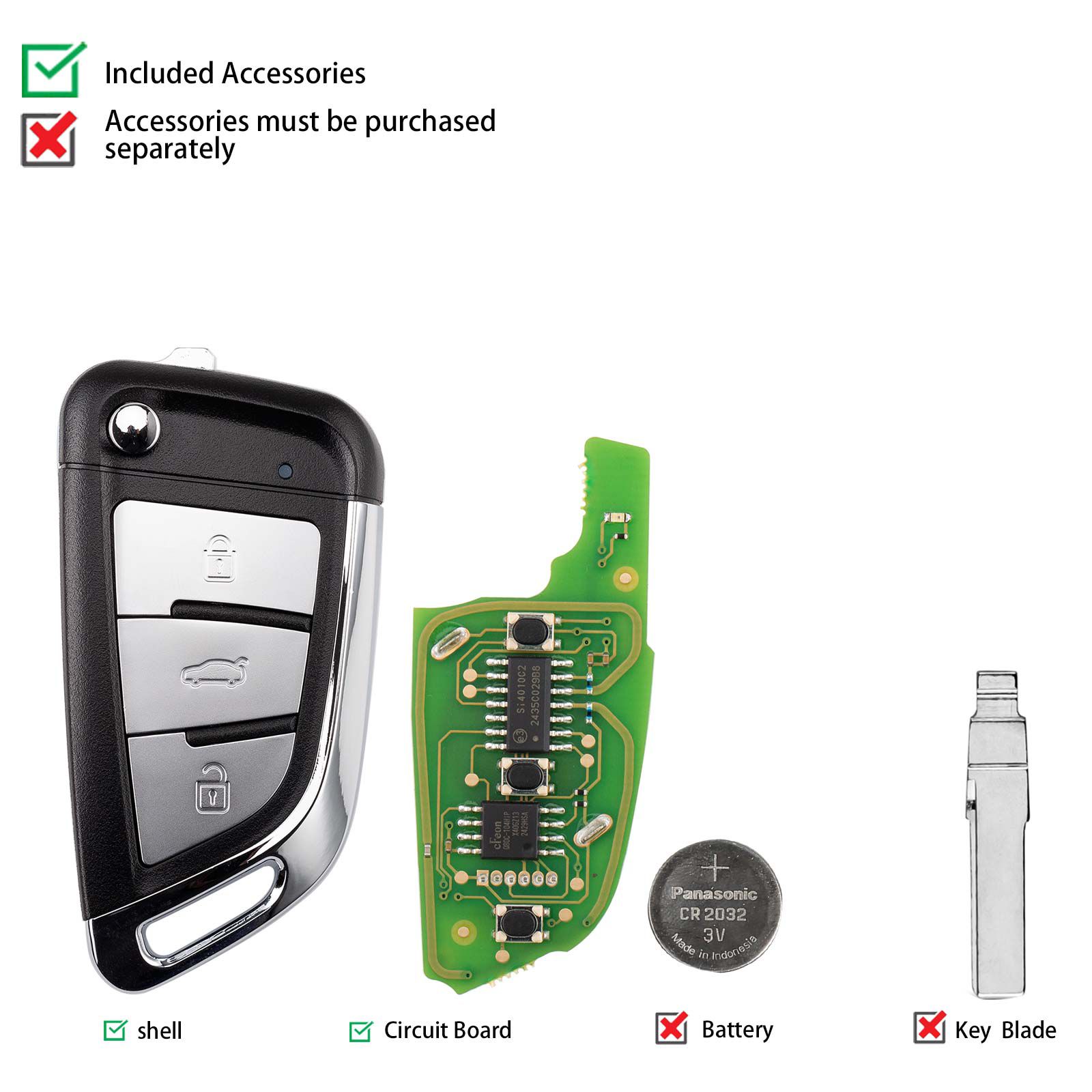CG A29 DF(3BTN) 3 Metal Buttons Wire Remote Used with CGDI K2 Remote Key Programmer 5pcs/lot