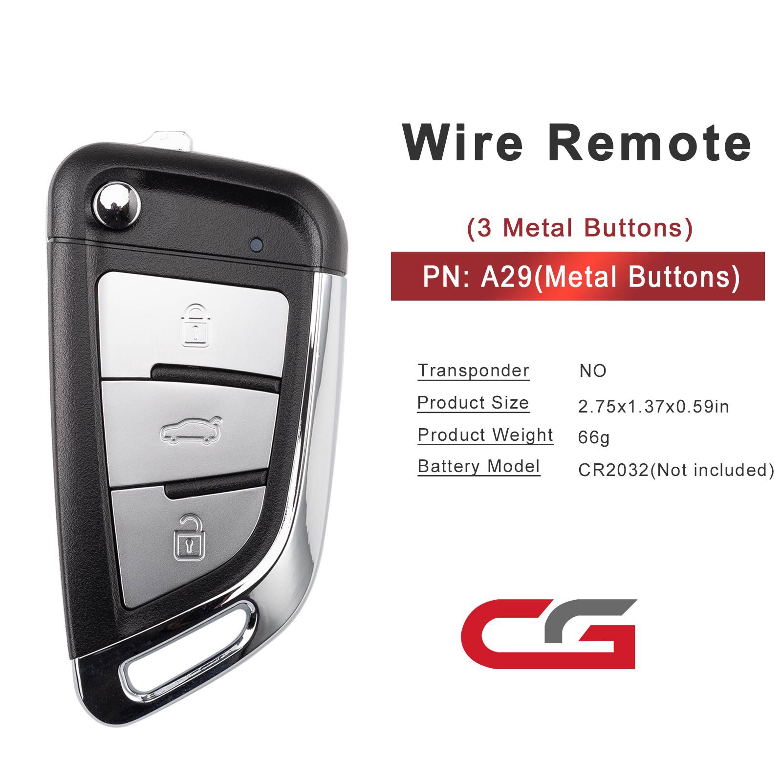 CG A29 DF(3BTN) 3 Metal Buttons Wire Remote Used with CGDI K2 Remote Key Programmer 5pcs/lot