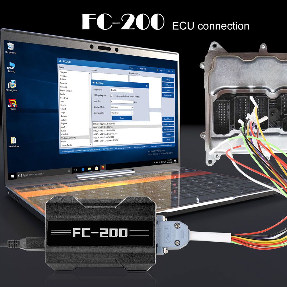 V1.2.9.4 CG FC200 ECU Programmer Full Version Support 4200 ECUs and 3 Operating Modes Get Free Denso ECU and CHINA DELPHI MTxx License