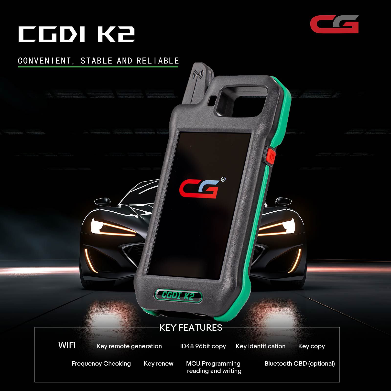 CGDI K2 Remote Key Programmer Remote Generator With 3 pcs CGDI C4648 Super Chips Support 96Bit ID48 Copy Newly Add BMW BDC3 Key Copy