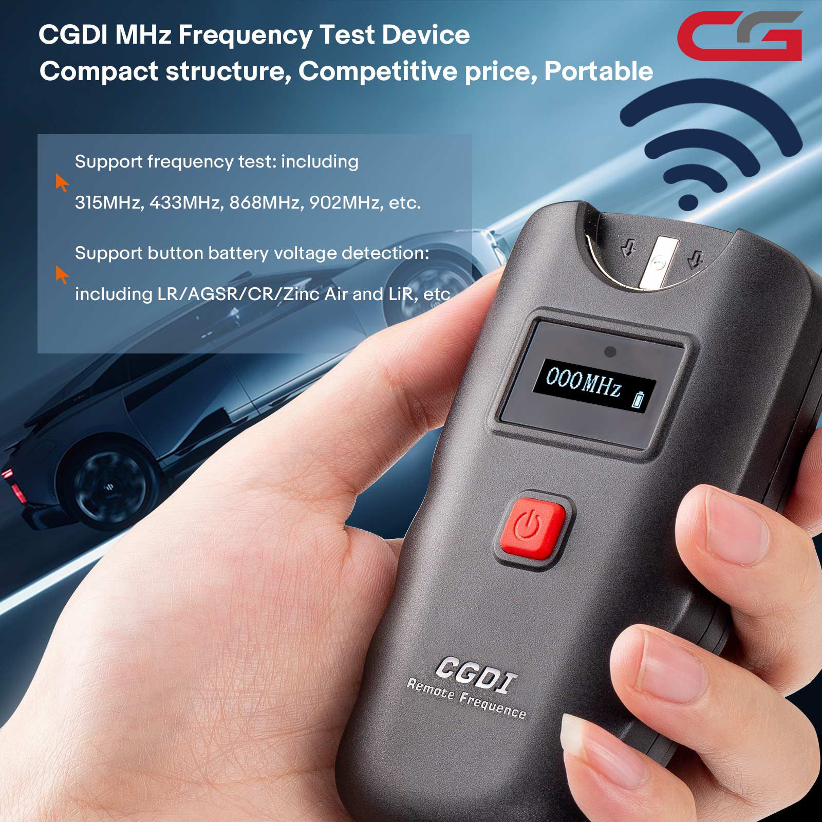 2025 CGDI MHz Frequency Test Device 315MHz/ 433MHz/ 868MHz/ 902MHz Support Button Battery Voltage Detection LR/AGSR/CR/Zinc Air and LiR