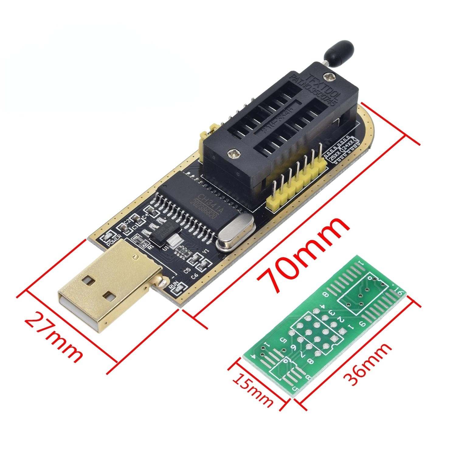 CH341A 24 25 Series EEPROM Flash BIOS USB Programmer Module SOIC8 SOP8 Test Clip For EEPROM 93CXX / 25CXX / 24CXX for arduino