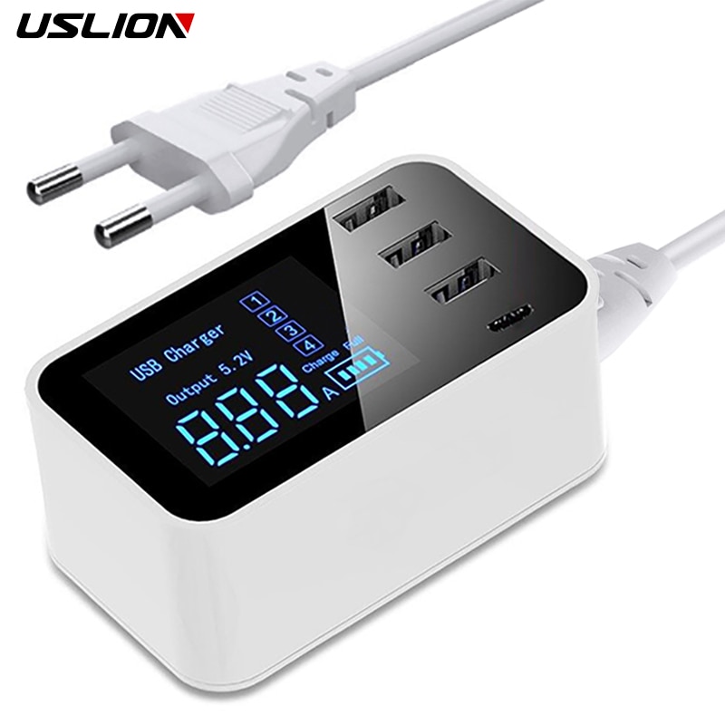 Charge Type C USB Charger HUB Led Display Wall Charger Fast Mobile Phone Charger USB Adapter EU US UK Plug For iPhone X XS