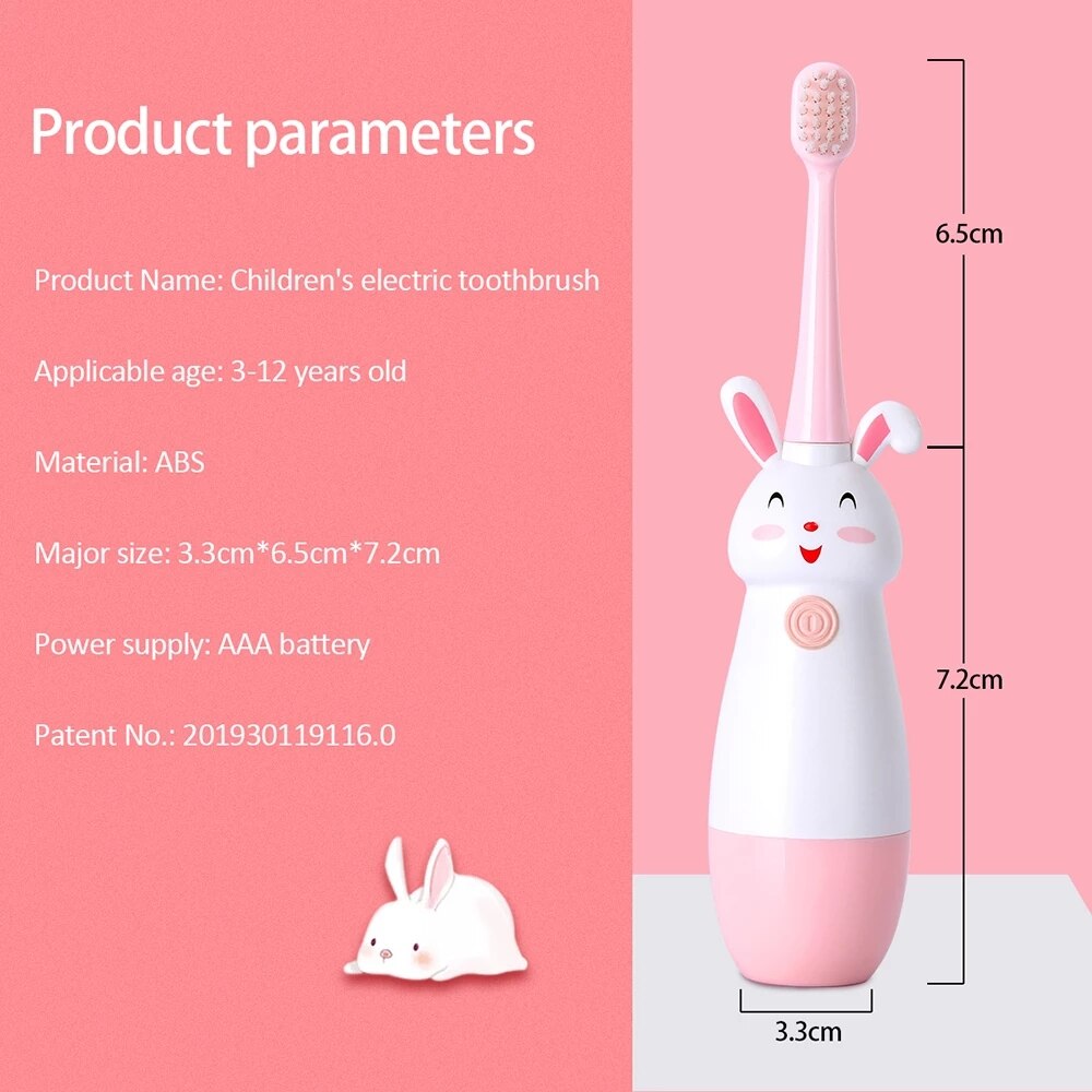 3 -12 Years Old Children Electric Toothbrush Soft Bristles Professional Child Toothbrush Baby Cute Rabbit Kids Teeth Care